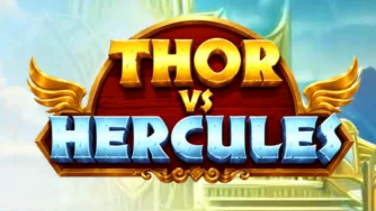 Thor e Hercules se enfrentando em um cenário mitológico épico no slot da Pragmatic Play.